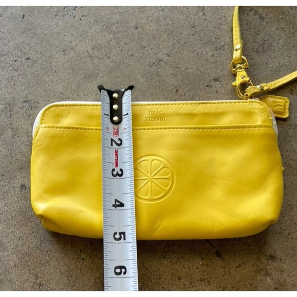 Isaac Mizrahi Zip Women’s Wristlet Tan Yellow Green Leather Multi Pocket - Picture 4 of 13